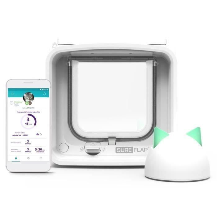 SUREFLAP Chatière à Puce électronique Connectée - Blanc - 142 mm x 120 mm (Livré avec le Hub)