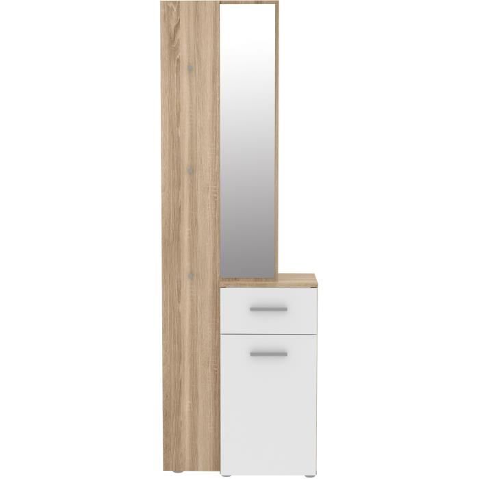 ELARA Vestiaire avec miroir tringle a habits 1 porte 1 tiroir Panneaux de particules Cdiscount Maison