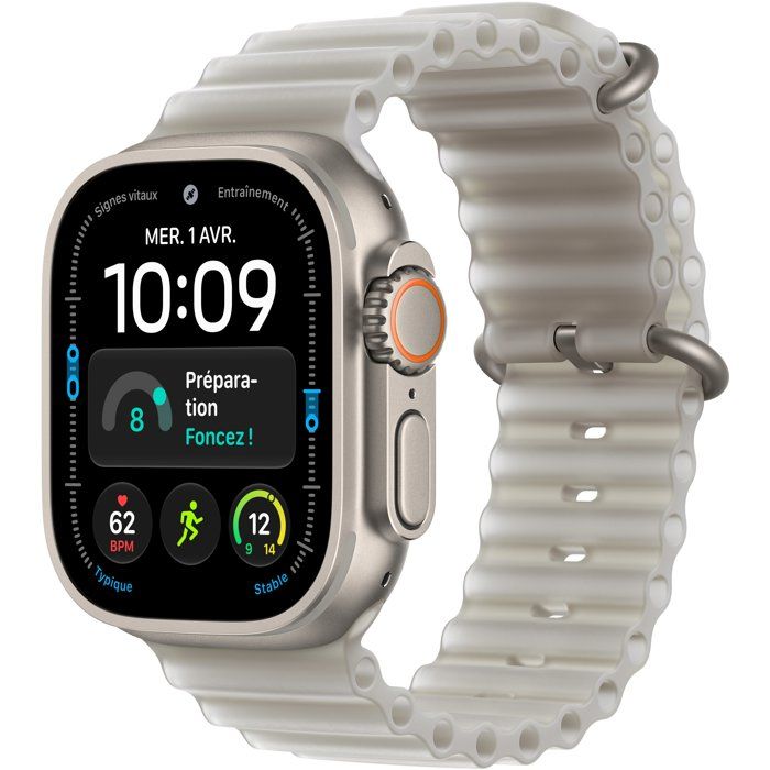 Apple Watch Ultra 4 GPS + Cellular 49 mm Boîtier en Naturel avec Bracelet Océan translucide - vue 2