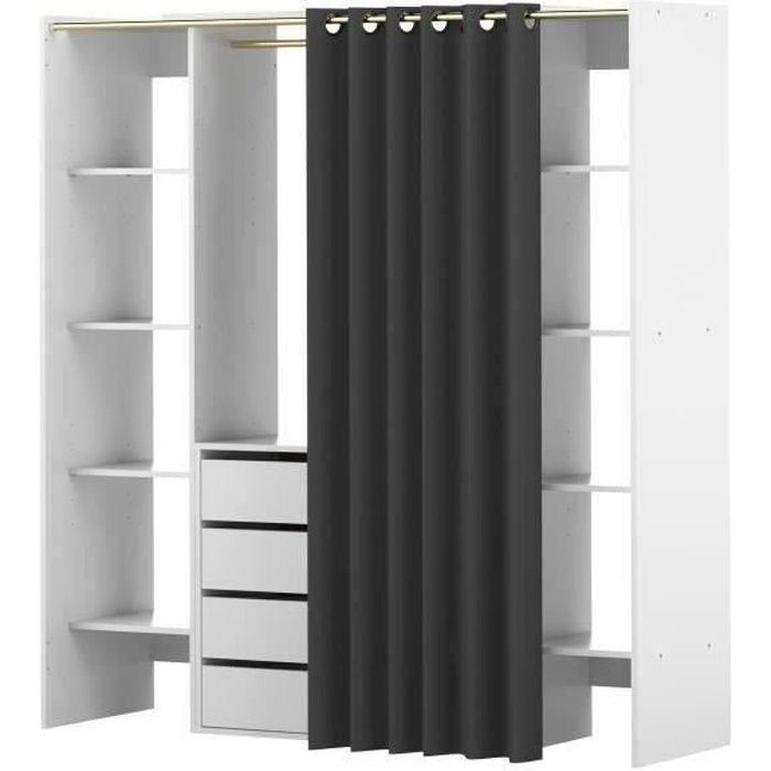 Dressing extensible DRESS Blanc 8 niches+4 tiroirs+penderie