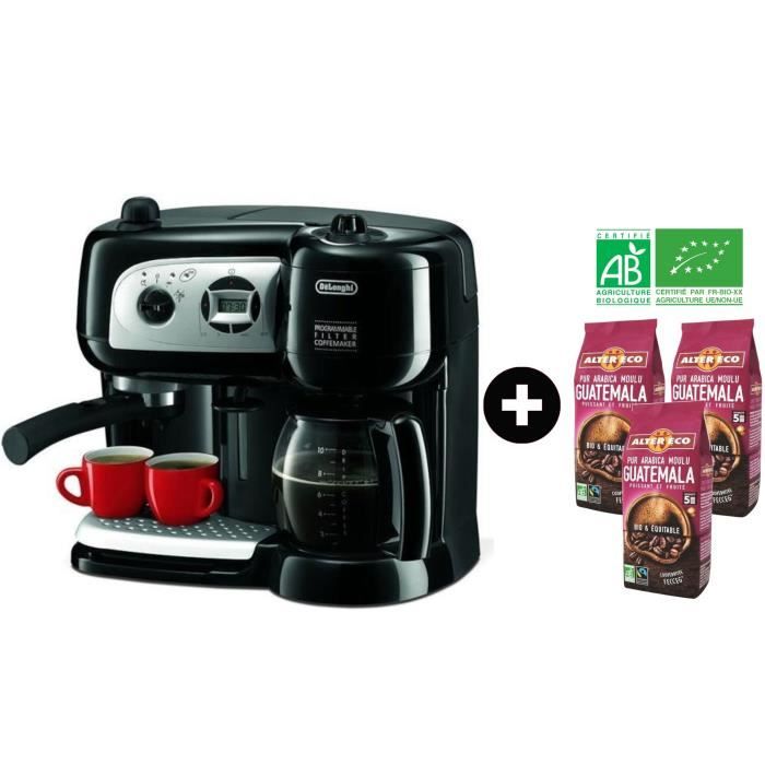 DELONGHI BCO 264.1 Combiné expresso cafetière Noir + 3 paquets ALTER
