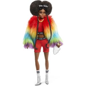 POUPÉE Barbie - Barbie Extra Manteau Multicolore Brune Coupe Afro - Poupée - 3 ans et +