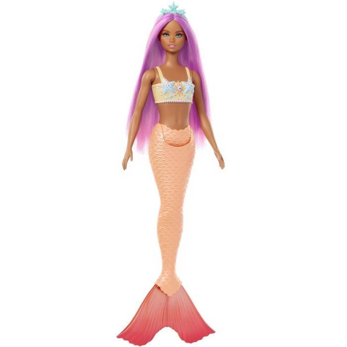 Barbie Poupees Sirenes avec cheveux et nageoire colores et serre tete HRR05