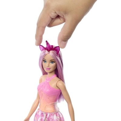Barbie Poupée Licorne Aux Cheveux Colorés – Tenue Dégradée, Accessoires Licorne (serre-tête Et Queue), Pour Enfants Dès 3 Ans – Collection Magique