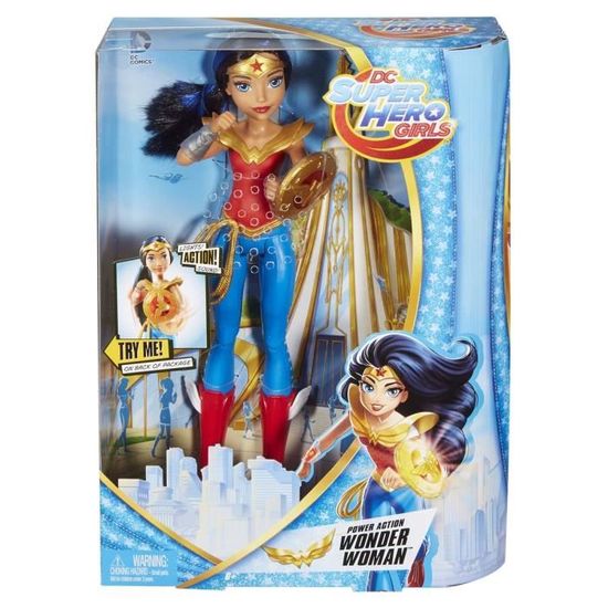 jouet enfant DC Super Hero Girls Poupée Gymnaste articulée Wonder Woman de 30 cm brune avec tenue peinte FJG63 