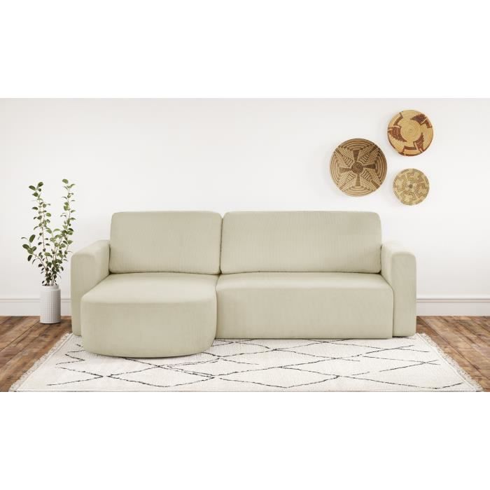 Canapé convertible 3 places tissu beige Dany | Maisons du Monde