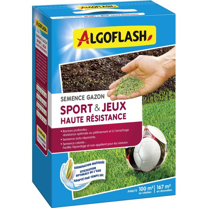 Semences gazon ALGOFLASH Sports & jeux Haute résistance 25 kg