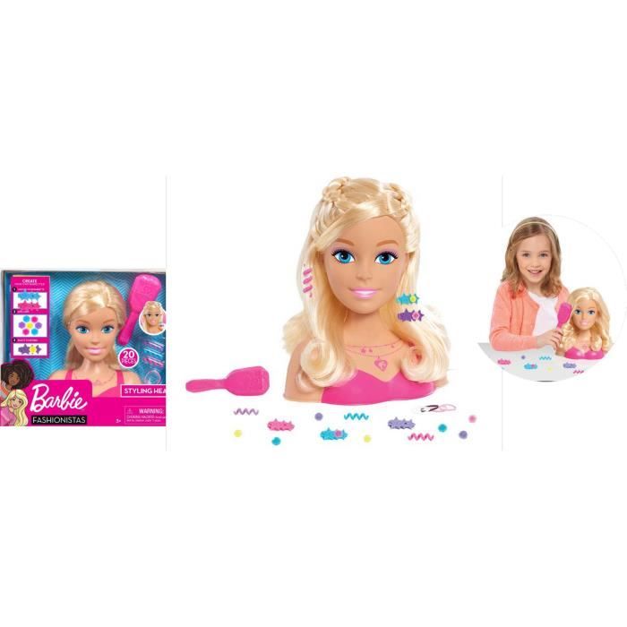 Tête à coiffer Barbie - Petit Modèle avec Accessoires - Giochi Preziosi -  Cdiscount Jeux - Jouets