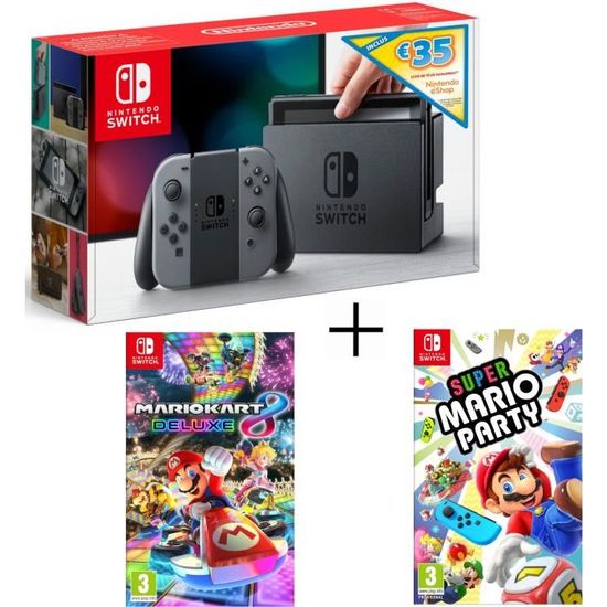 Console Nintendo Switch avec paire de JoyCon gris + code téléchargement 35€ Nintendo