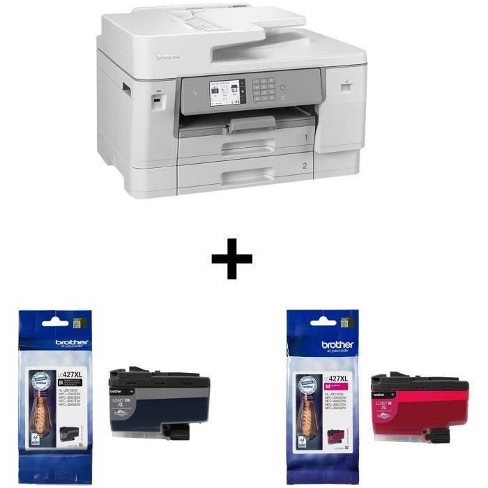 Pack BROTHER : Imprimante Multifonction - MFC-J6955DW - Jet dencre - A3 - Couleur - Wi-Fi + Cartouches noire 6000p et magenta 5000p