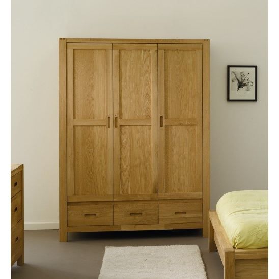 NATHAN Armoire 3 portes en chêne massif Cdiscount Maison
