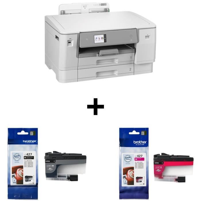 Pack BROTHER : Imprimante Monofonction - HLJ6010DWRE1 - Jet dencre - A3 - Couleur - Wi-Fi + Cartouches noire 3000p et magenta 1500p