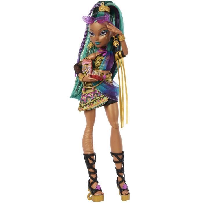 Monster High Poupée Nefera De Nile momie royale en robe avec Lavish son scarabée de compagnie et 7 accessoires notamment un sac à main un ordinateur portable des lunettes de soleil JDR48 - vue 8