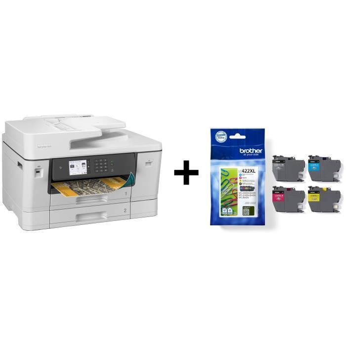 Pack BROTHER : Imprimante Multifonction - Business Smart - Jet dencre - A3 - Couleur - Wi-Fi + Pack de 4 cartouches haute capacité