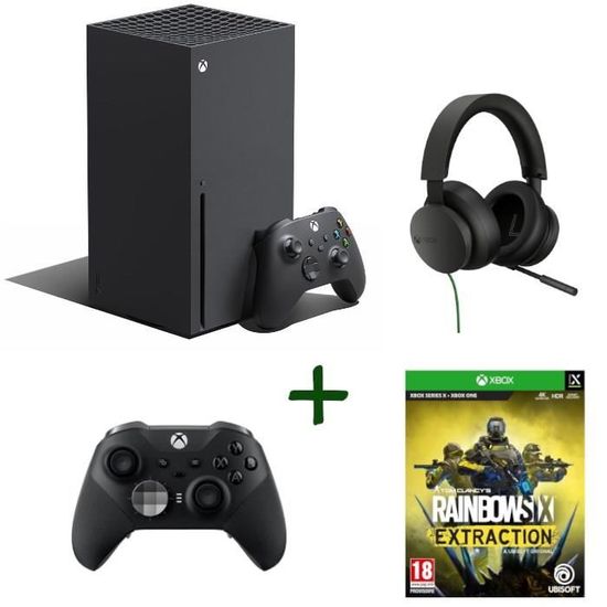 Pack Xbox : Console Xbox Series X - 1To + Jeu Rainbow Six Extraction + Casque-Micro Stéréo filaire pour Xbox + Manette Elite sans fi