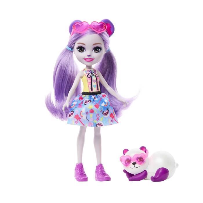 enchantimals - bêtes citadines - poupée violetta panda et figurine - mini poupée - enchantimals - hnt58 - poupee enchantimals