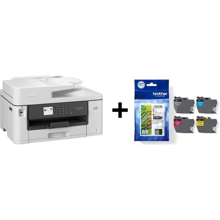 Pack BROTHER : Imprimante Multifonction 4-en-1 - Business Smart - Jet dencre A3 Couleur Wi-Fi + Pack de 4 cartouches haute capacité