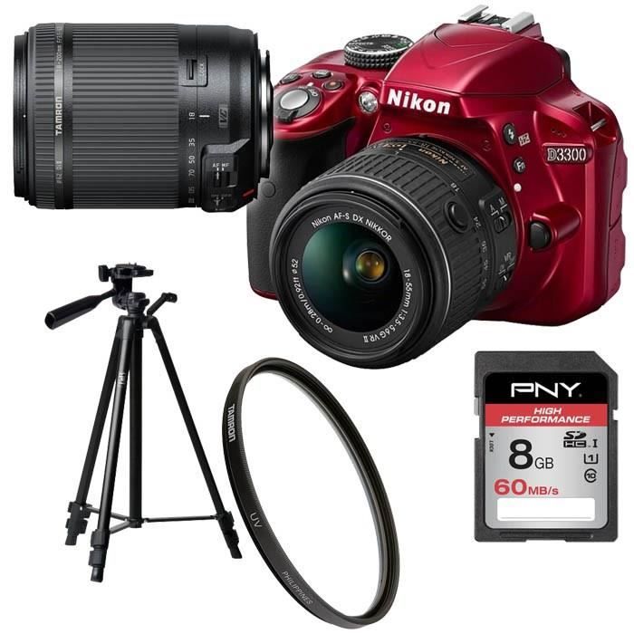 Nikon D3300 レッド + 18-55 ショット数2462回 680 NIKON D3300 KIT + 18-