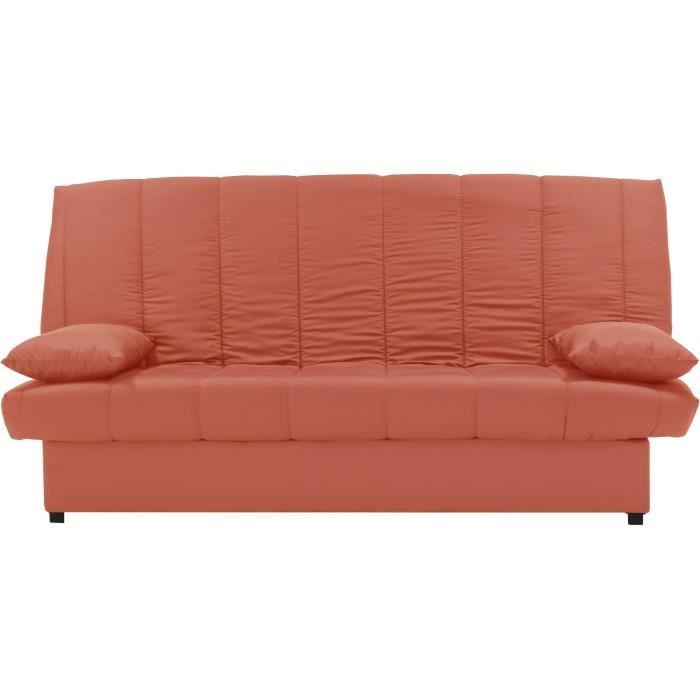 Banquette clic clac 3 places - Tissu 100% coton Terracotta - Style Contemporain - L 190 x P92 cm - M