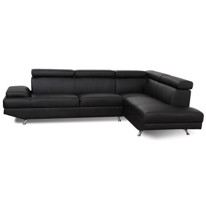 Scoop Canape D Angle Droit 4 Places Simili Noir Contemporain