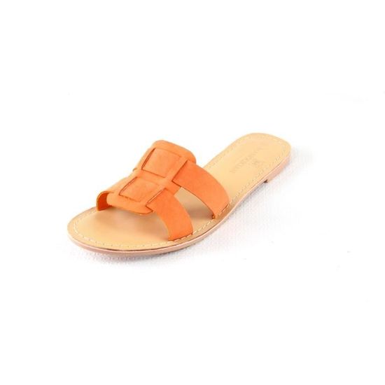 MANOUKIAN Mules Janice en cuir à deux Lanieres Corail Femme Corail