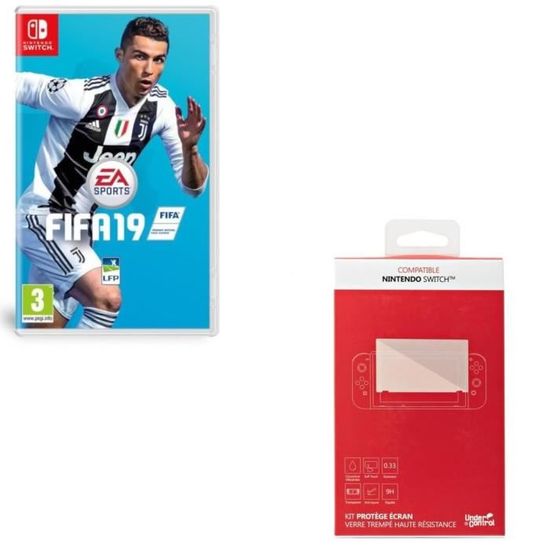 FIFA 19 + Kit protège écran verre trempé Nintendo Switch