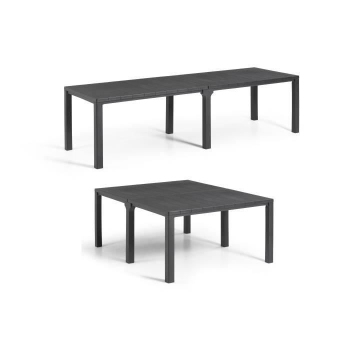 table de jardin - allibert by keter - julie - rectangulaire - gris graphite - modulable 3 en 1