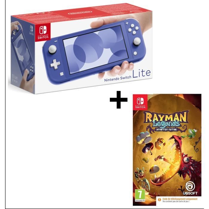 Pack : Console Nintendo Switch Lite Bleue + Rayman Legends (Code de téléchargement) Pack : Console Nintendo Switch Lite Bleue + Rayman Legends (Code de téléchargement)