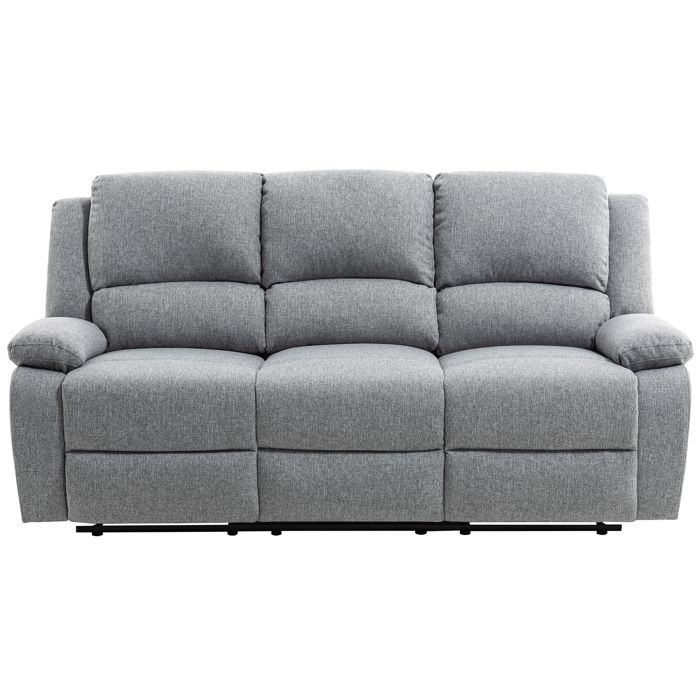 Canapé Relaxation 3 places LEO en Tissu - Gris clair - L193 x 93 x 96cm - LOUNGITUDE Canapé Relaxation 3 places LEO en Tissu - Gris clair - L193 x 93 x 96cm - LOUNGITUDE