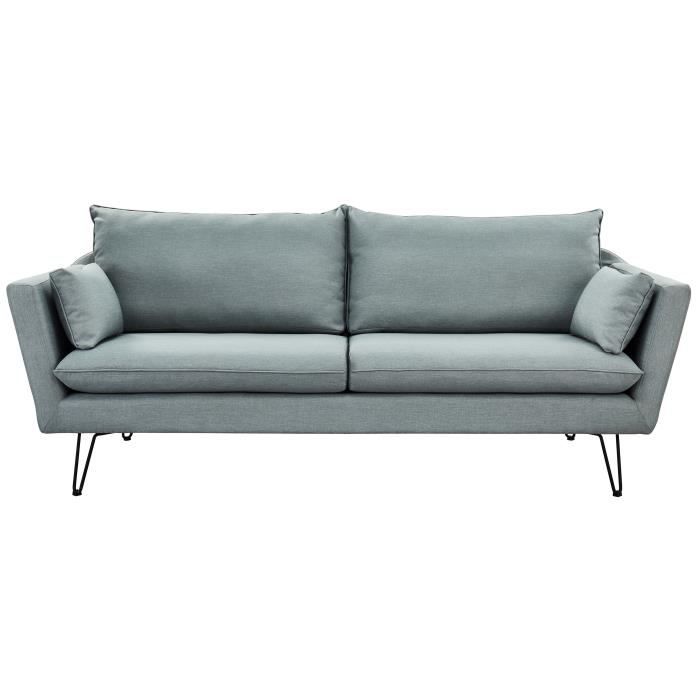 Arthur Canape Droit Fixe 4 Places Tissu Gris Clair Vintage L