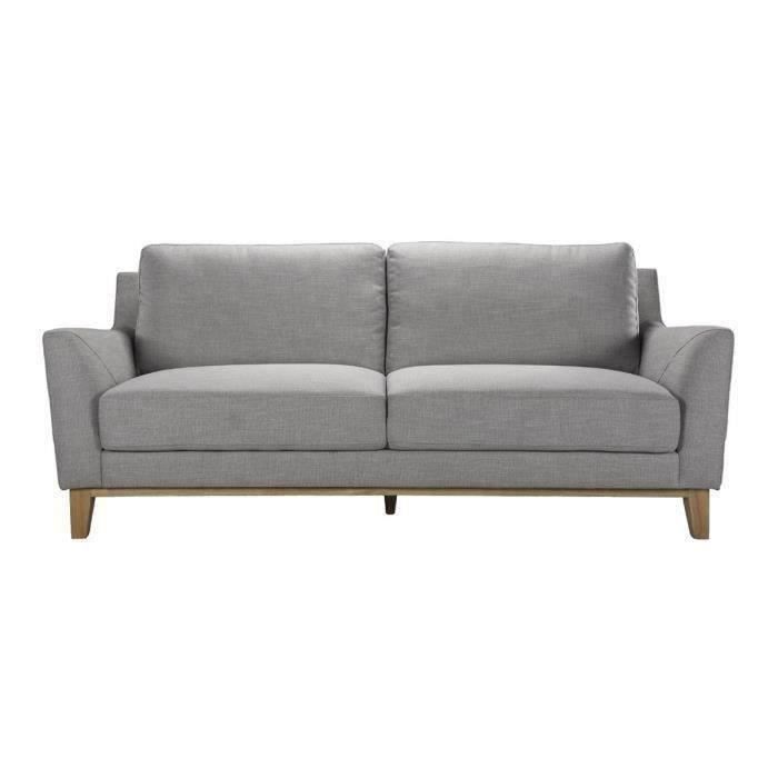 Liverpool Canape Fixe 3 Places Tissu Gris Clair L 208 X P 90 X H 89 Cm Achat Vente Canape Sofa Divan Cdiscount
