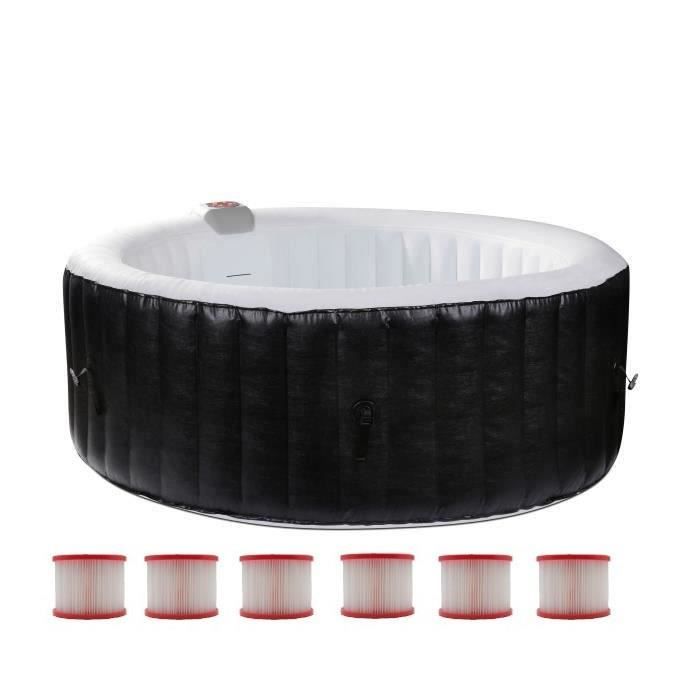 Spa gonflable SUNSPA AF01 208 x 65 cm 6 places Rond Livré avec filtre cadenas tapis de sol et couverture - vue 1