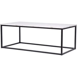 TABLE BASSE Table basse rectangulaire - décor marbre piètement métal noir - L 120 x P 60 x H 43 cm - MABLE