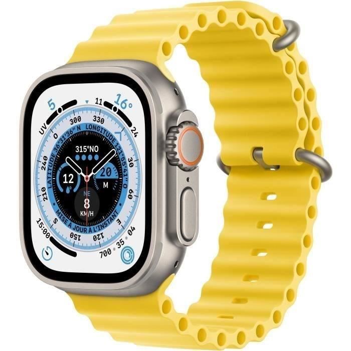 Apple Watch Ultra GPS + Cellular - 49mm - Titanium - Bracelet Yellow Ocean Band (2022) - Reconditionné - Etat correct - Apple