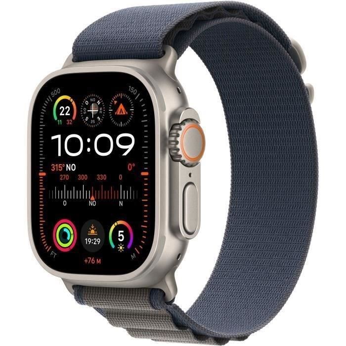 Apple Watch Ultra 2 GPS + Cellular- 49mm - Boîtier Titanium - Bracelet Blue Alpine Loop S (2023) - Reconditionné - Etat correct