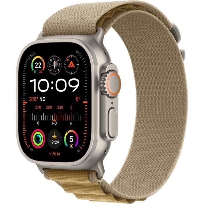 Apple Watch Ultra 2 GPS+Cellular 49mm Natural Titanium - Bracelet Tan Alpine Loop Large (2024) - Reconditionné - Etat correct - Apple