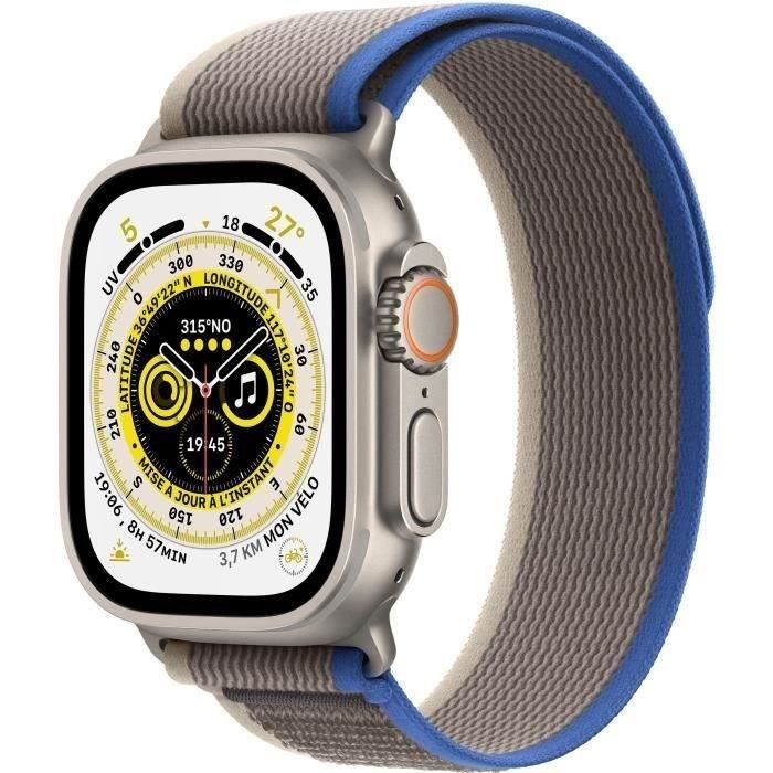 Apple Watch Ultra GPS + Cellular - 49mm - Titanium - Bracelet Blue/Gray Trail Loop - M/L (2022) - Reconditionné - Etat correct - Apple