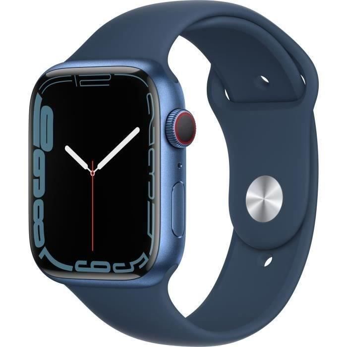 Apple Watch Series 7 GPS + Cellular - 45mm - Boîtier Blue Aluminium - Bracelet Abyss Blue Spo (2021) - Reconditionné - Etat correct - Apple