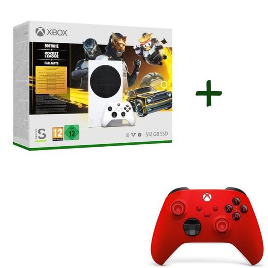 Xbox Series S - Edition Chasseur Doré - 512Go + 2ème manette Xbox Series sans fil nouvelle génération - Pulse Red (Rouge)