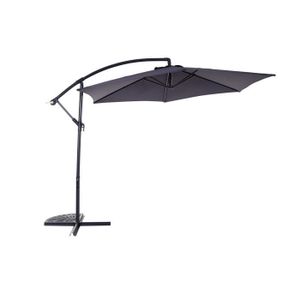 Parasol déporté diamètre 3m - structure aluminium avec toile polyester 180g - Gris - Tohota