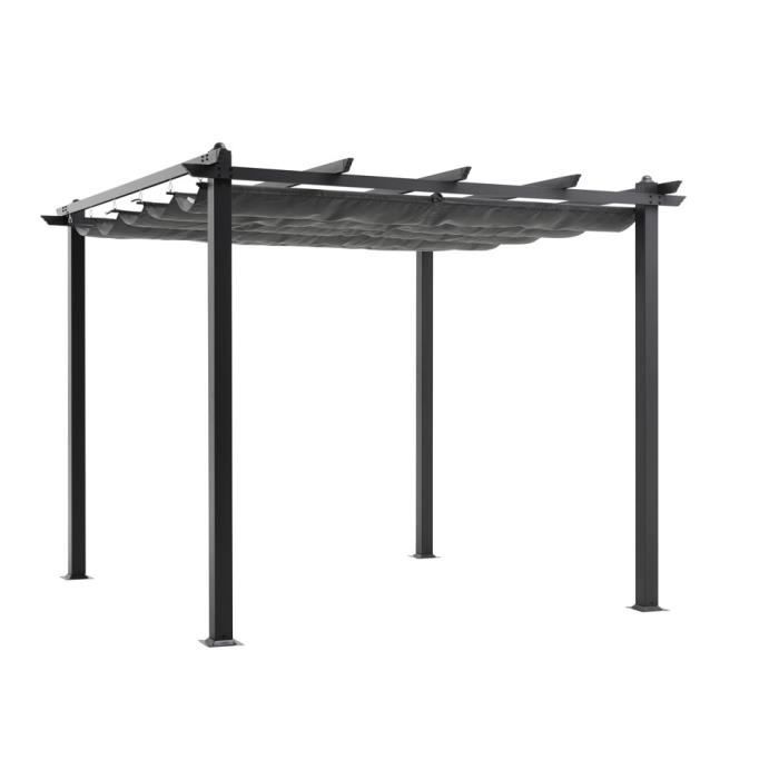 Pergola en aluminium CORDOBA - Gris - 3 x 3 m