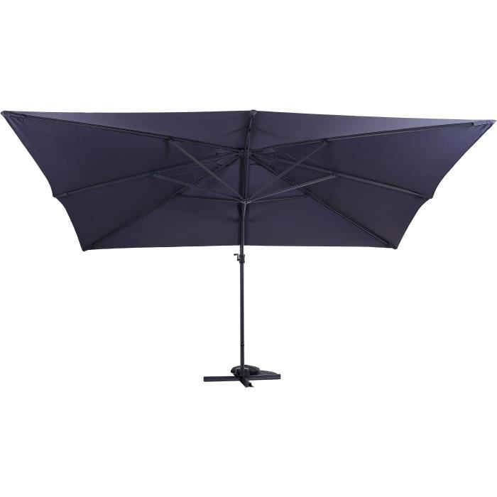 Parasol déporté 4x3m- Inclinable,et rotatif à 360°- Structure Aluminium et Toile déperlante en Polyester 250gm2- Gris Anthracite