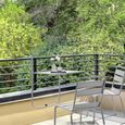 Table de jardin - Table de balcon rabattable - Pliante - Gris - En acier - 1 personne - 60 x 75 x 82-92 cm-1