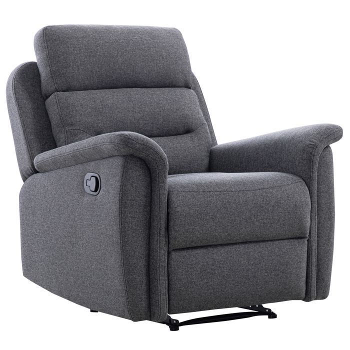 Fauteuil de Relaxation 1 place en Tissu Gris LÉON - Gris foncé - L87 x 94 x 100cm - LOUNGITUDE Fauteuil de Relaxation 1 place en Tissu Gris LÉON - Gris foncé - L87 x 94 x 100cm - LOUNGITUDE