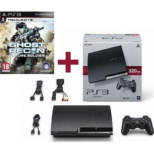 Console Salon - Sony - PS3 Slim - 320 Go - Noir + Ghost Recon Future Soldier
