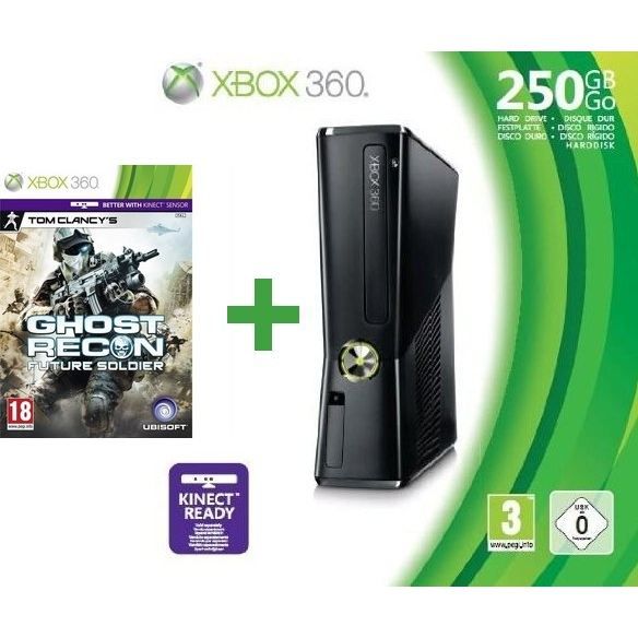 Microsoft Oem Xbox 360 250 Go + Manette Sans Fil + Ghost Recon