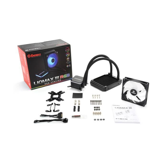 ENERMAX Refroidisseur de processeur Tout-en-Un (AIO) LiqMax III RGB version 120mm (ELC-LMT120-RGB)