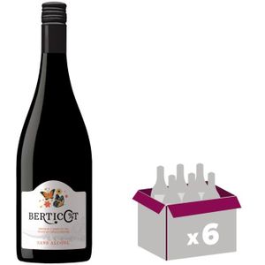 VIN ROUGE Bertico%T - Rouge Sans Alcool  - Boisson à base de vin français désalcoolisé x6