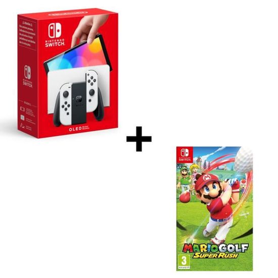 Pack : Console Nintendo Switch (modèle OLED) + Mario Golf : Super Rush - Jeu Nintendo Switch