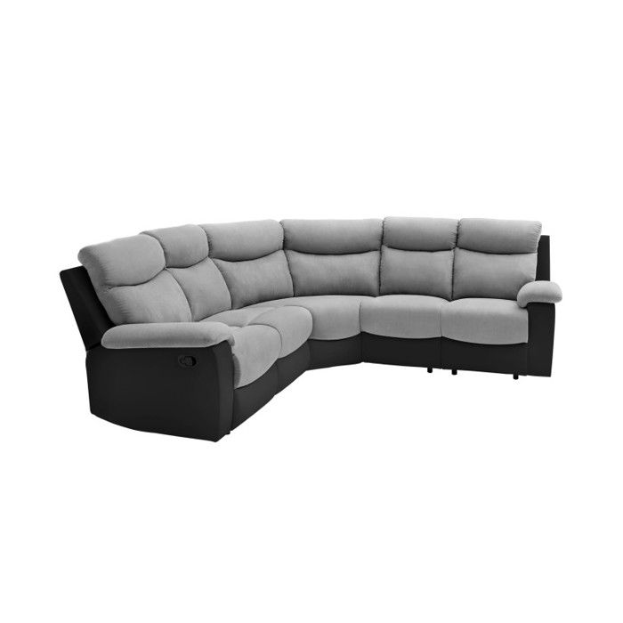 Canap&eacute; d'Angle de Relaxation OSCAR 5 places bi-mati&egrave;re - Gris et Noir